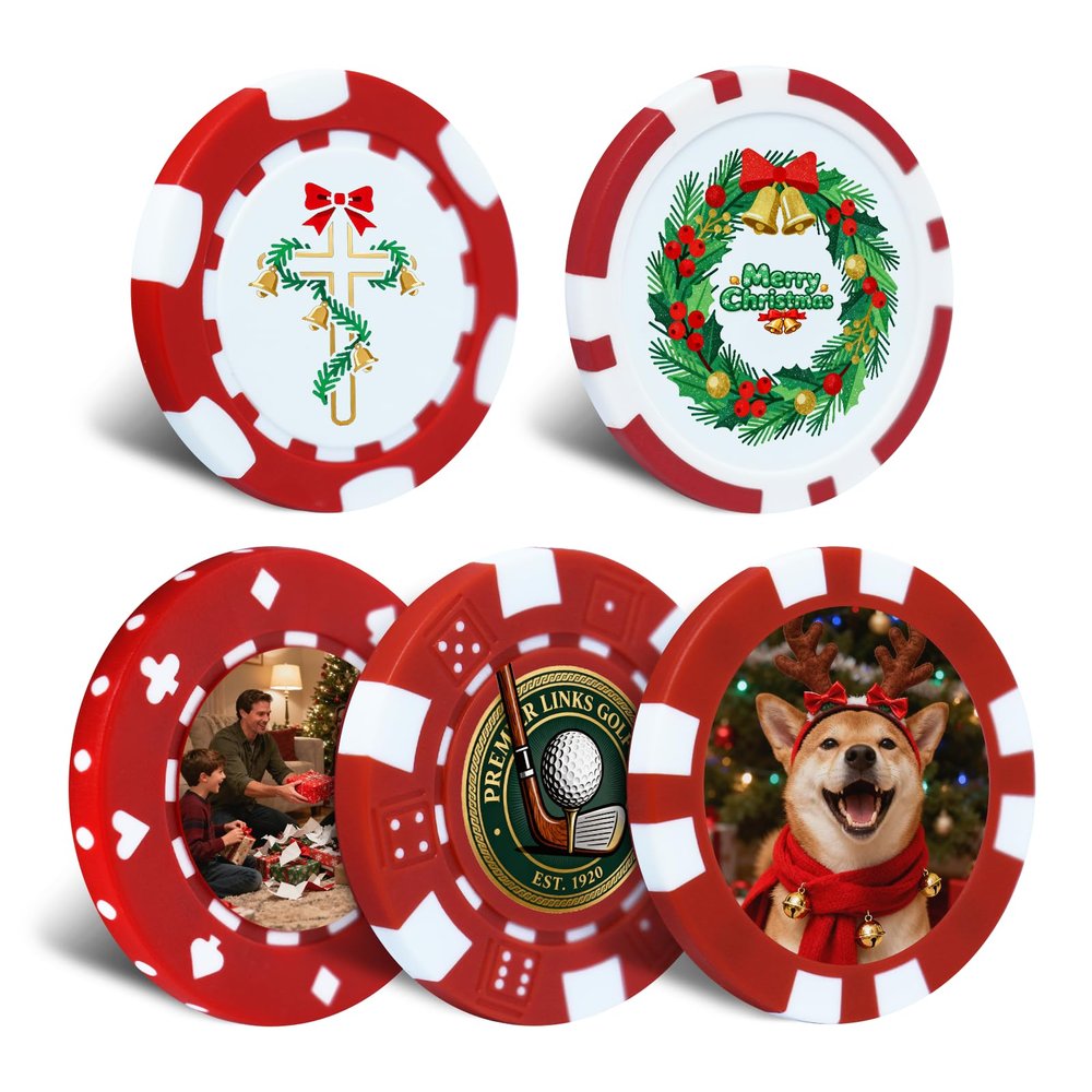 12 Grams Perfessional Customized Clay Poker Chips 30-500 PCS Personalized Casino Chips with Logo & Design 40MM Custom Casino Chips for Christmas Wedding Gifts (A, Red)