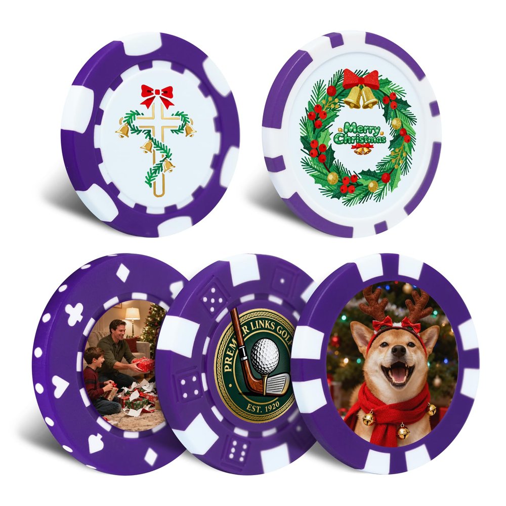 12 Grams Perfessional Customized Clay Poker Chips 30-500 PCS Personalized Casino Chips with Logo & Design 40MM Custom Casino Chips for Christmas Wedding Gifts (A, Purple)