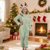 Likthione Christmas Reindeer Onesie for Kids Girls Jumpsuits Costume Deer Animal One Piece Hooded Onesie Holiday Jumpsuit (A-Light Green, 8-9 Years) view 2