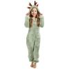 Likthione Christmas Reindeer Onesie for Kids Girls Jumpsuits Costume Deer Animal One Piece Hooded Onesie Holiday Jumpsuit (A-Light Green, 8-9 Years) view 3