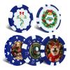 12 Grams Perfessional Customized Clay Poker Chips 30-500 PCS Personalized Casino Chips with Logo & Design 40MM Custom Casino Chips for Christmas Wedding Gifts (D, Blue) view 1
