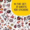 100PCS Rock and Roll Stickers  Cool Music Vinyl Decals for Musicians, Bands, Punk Fans, Laptop, Guitar, Drum, Water Bottles view 2