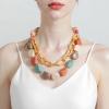 Bohemian Ribbon Geometric Bead Pendant Necklace,multicolored,49+7cm view 2