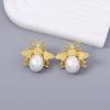 3.1 * 3cm Baroque Imitation Pearl Insect Retro Earrings ,golden,3.1 * 3cm view 2