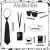 Agent Costume Black Men Secret Service Outfit Cosplay Costume Hat Tie Sunglasses Ring Card Case for World Book Day Halloween (Style 3) view 4