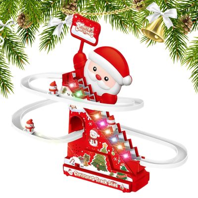 Santa Climbing Stair Slide Toy, Santa Christmas Electric Slide Climbing Toy, Coaster Activity for Kids, Indoor, Outdoor, Garden, Home