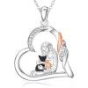 Dorunmo 2 Cat Necklace 925 Sterling Silver Cat Heart Pendant Necklace Cute Animal Jewelry Gifts for Women Sister Mom Wife Lovers view 1