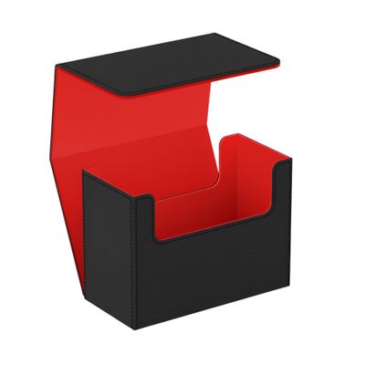 Boltquan Tarot Card Storage Box  PU Leather Deck Organizer with Red Interior & Magnetic Closure  Holds 4 Tarot Card Cases or 400+ Tarot Cards  Black Exterior  10.5  14.5  23.5 cm / 4.15.79.3in