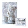 RMYRHQ Winter Kitten&Snowy Cocoa Mug Wood Jigsaw Puzzles Adult 1000piece White Cat with Blue Eyes Knit Hat Frosted Window Snowy Cup for Adults Stress Relief Winter Decor Christmas&Birthday Gifts view 2