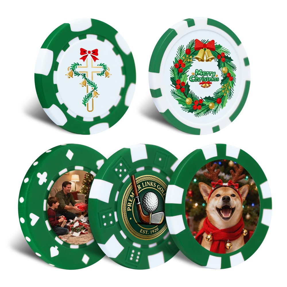 12 Grams Perfessional Customized Clay Poker Chips 30-500 PCS Personalized Casino Chips with Logo & Design 40MM Custom Casino Chips for Christmas Wedding Gifts (B, Green)