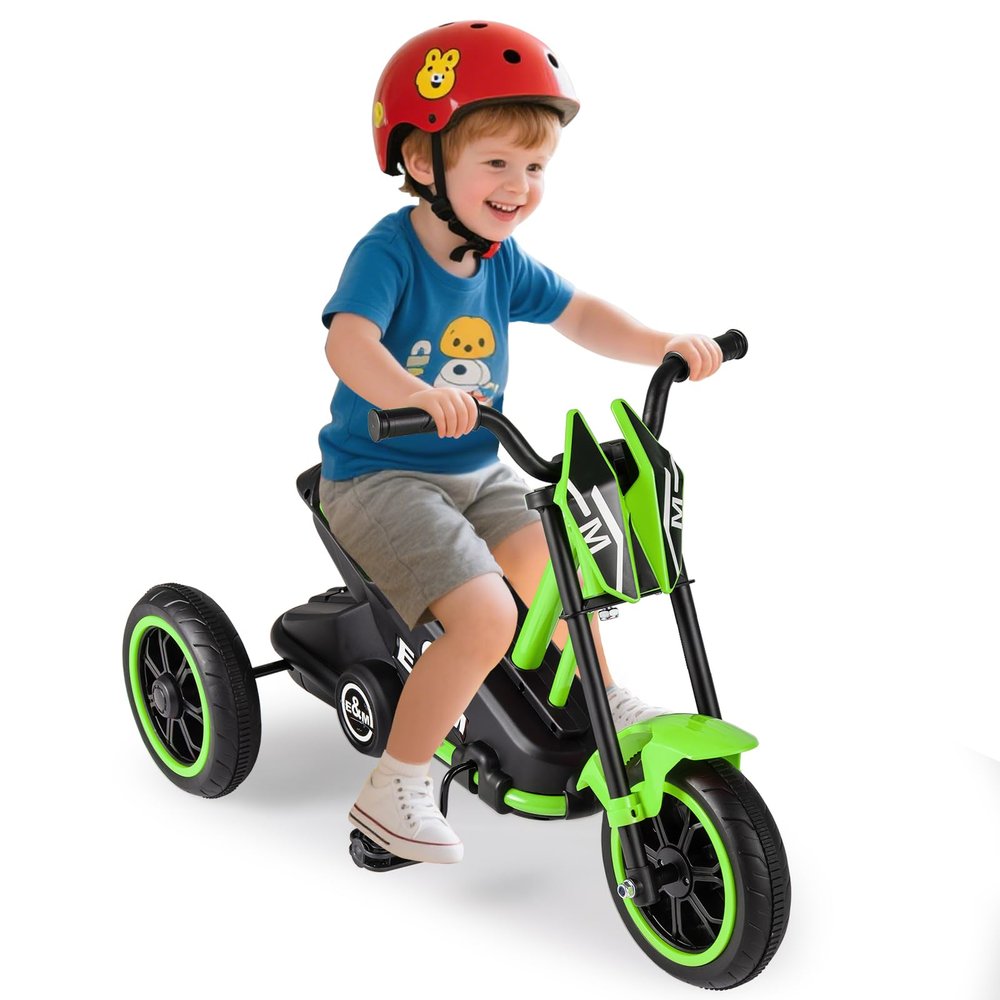 BABY JOY Kids Tricycle, 3-Wheel Toddler Bike with Foot Pedals, Forward/Backward, Toddler Tricycle Ride on Trike with Steering Handlebars, Toy Gift for Boys Girls Aged 3+ (Green)