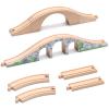 SainSmart Jr. 9 Pcs Wooden Train Track Expansion with Bridge, Wood Train Track Pieces Compatible with Thomas, Brio, Chuggington Sturdy Hardwood for Long-Lasting Play, Ideal Gift for Kids 3-7 view 1