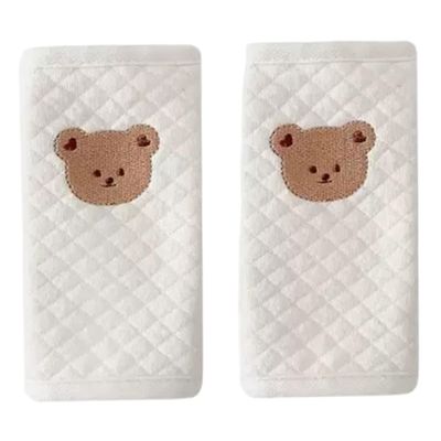 2Pcs Seatbelt Covers Cute Cartoon Bear Car Seatbelt Covers for Kids Soft Baby Car Seat Strap Pads Shoulder Pad Neck Cushion Protector
