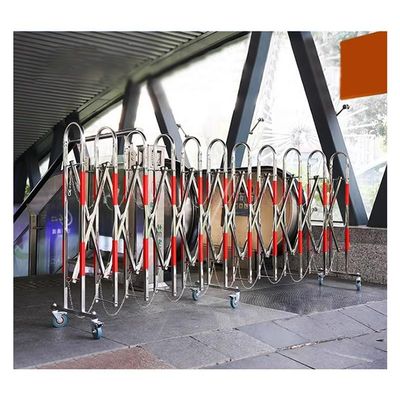 OREKPOT Folding Security Gate, Stainless Steel Accordion Security Fence, Flexible Expanding Rolling Barricade, Garage Parking Mobile Scissor Door with CastersSilver 3.6x26.2in/1.1x8m