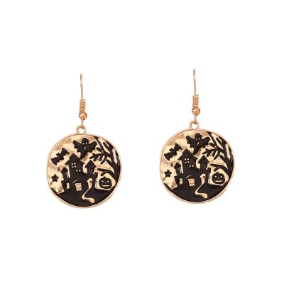 4.9 * 2.6cm Retro Cartoon Halloween Alloy Earrings For Women,black,4.9 * 2.6cm