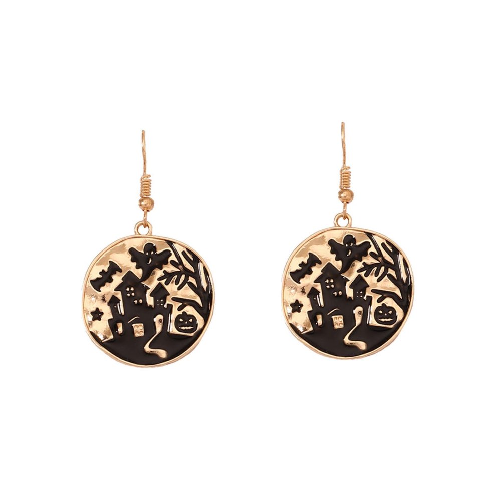 4.9 * 2.6cm Retro Cartoon Halloween Alloy Earrings For Women,black,4.9 * 2.6cm
