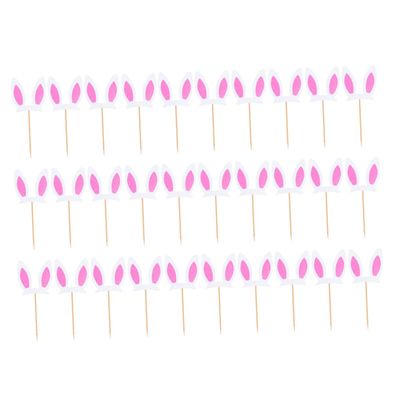 HAKIDZEL 30Pcs Glitter Bunny Ear Cake Toppers for Easter Party Decorations Rabbit Ear Cupcake Picks for Birthday Wedding Spring Celebration Safe Food-grade Material