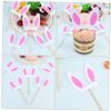 HAKIDZEL 30Pcs Glitter Bunny Ear Cake Toppers for Easter Party Decorations Rabbit Ear Cupcake Picks for Birthday Wedding Spring Celebration Safe Food-grade Material view 3