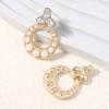 2.8 * 1.7cm Hollow Out Circle Inlaid With Pearls, Retro Geometric Alloy Earrings For Women,golden,2.8 * 1.7cm view 2