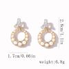 2.8 * 1.7cm Hollow Out Circle Inlaid With Pearls, Retro Geometric Alloy Earrings For Women,golden,2.8 * 1.7cm view 3