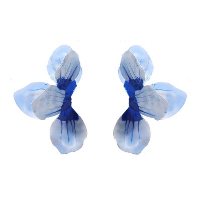 8.1 * 5.5cm Bohemian Enamel Petal Flower Earrings,blue,8.1 * 5.5cm