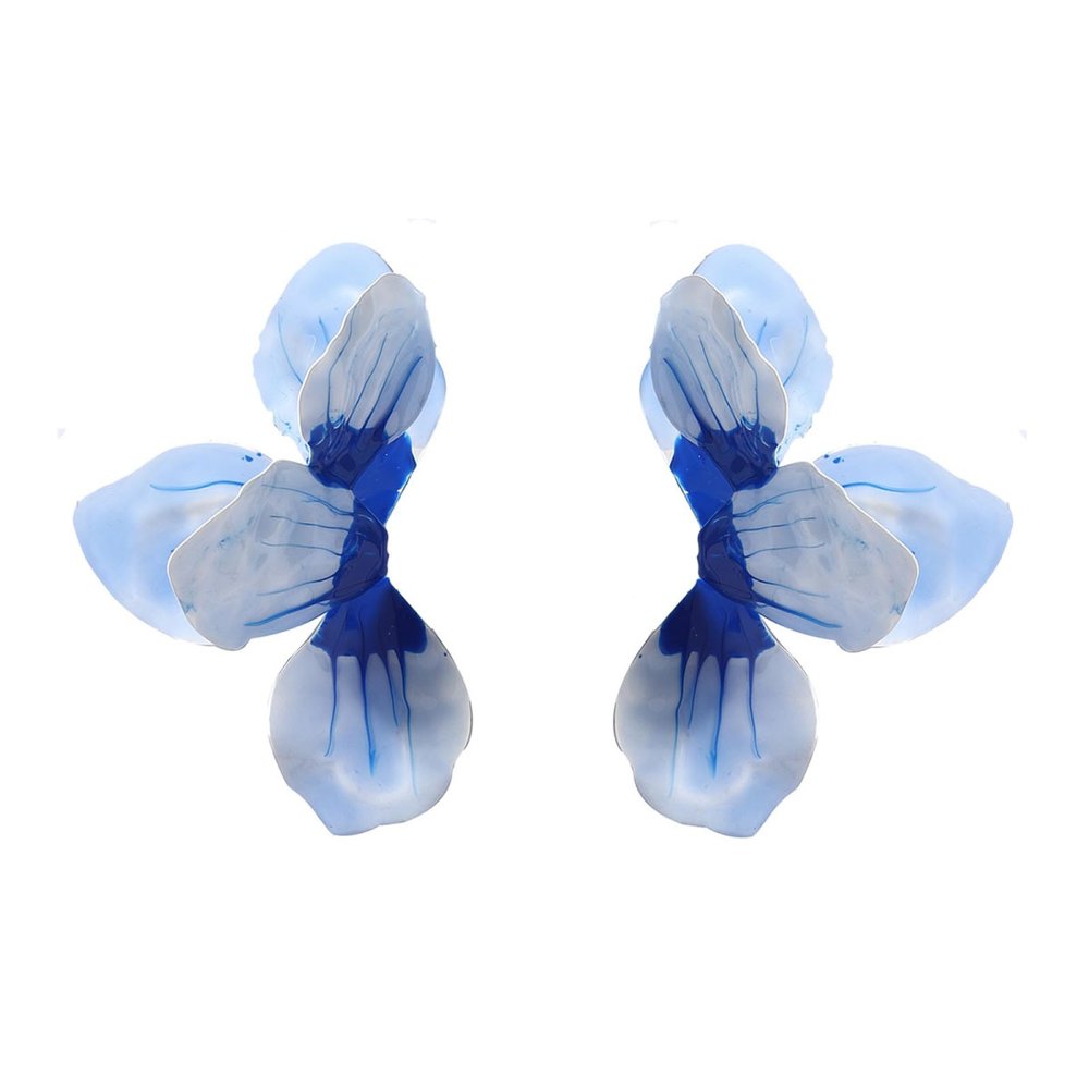 8.1 * 5.5cm Bohemian Enamel Petal Flower Earrings,blue,8.1 * 5.5cm