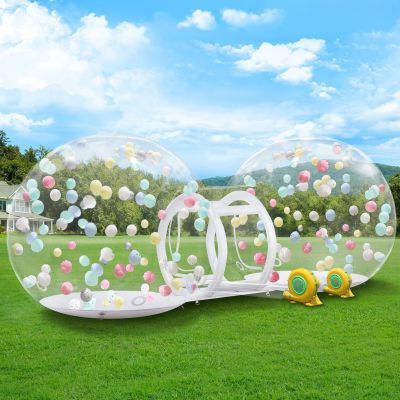 10FT Inflatable Bubble House Dome for Kids, Clear PVC Inflatable Bubble House Tent with Tunnel, Bubble Balloon House with Air Blower, 600W Air Pump for Party (Clear, 20.5FT)