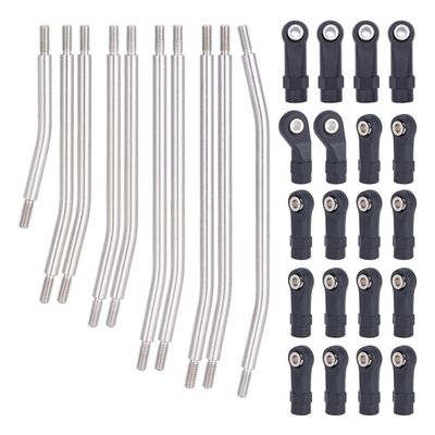 10Pcs Stainless Steel Links Rod Set with Ball End 313mm 324mm Wheelbase Compatible with RC Car Parts 1 10 Scale Models(313mm)