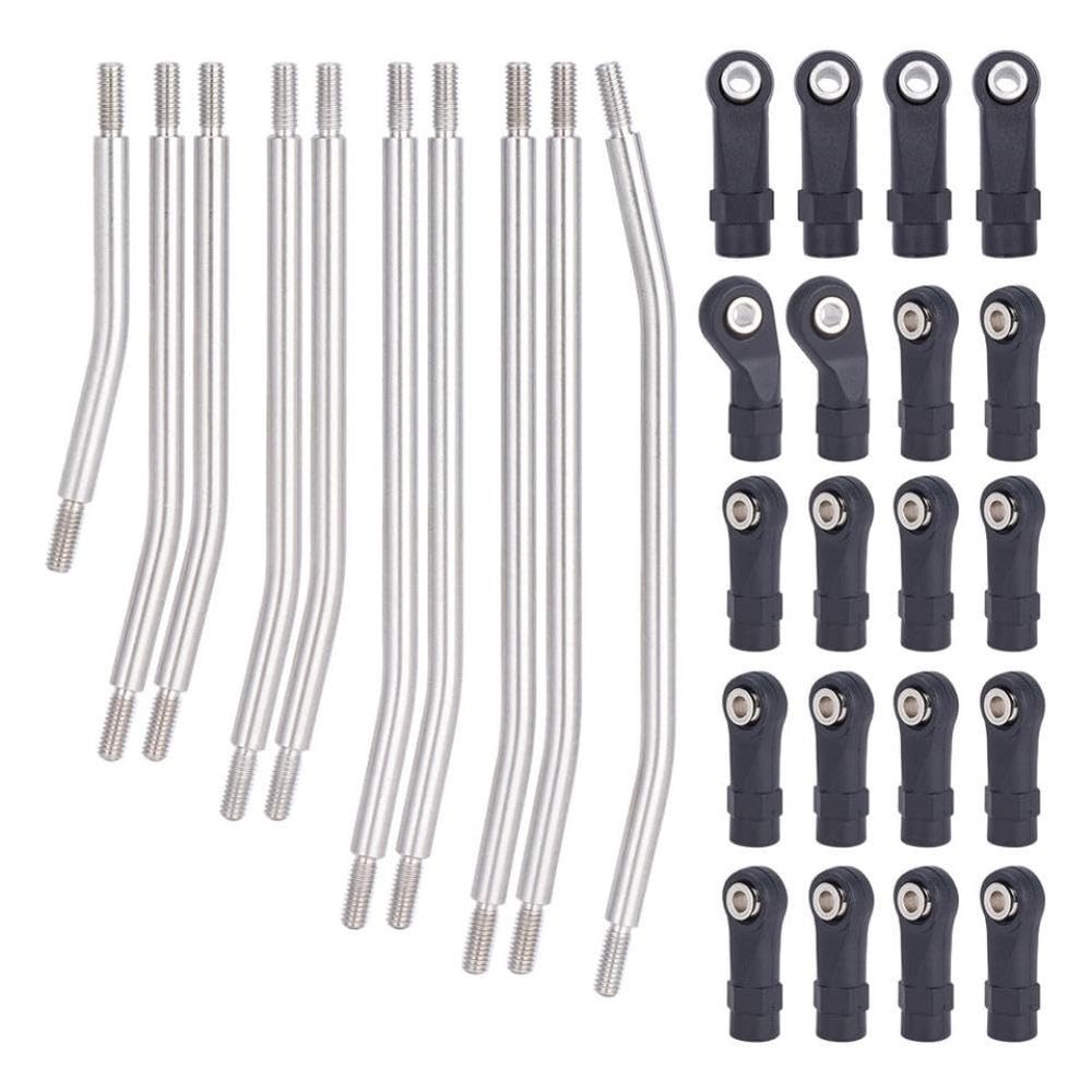 10Pcs Stainless Steel Links Rod Set with Ball End 313mm 324mm Wheelbase Compatible with RC Car Parts 1 10 Scale Models(313mm)