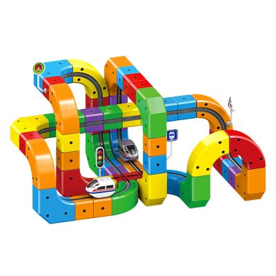 Electric Train Set for Flexible Race Tracks for Kids,Building Toy Train Track Gravity-Defying 3D Embedded Layouts & Motorized Levitation, USB Charging, STEM Learning Gift (123 PCS)