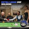 8 Player Poker Table with 2 Interchangeable Game mats, Texas Holdem and Blackjack, Collapsible Casino Table with Padded Rails and XXL Cup Holders for Wine and Whiskey Glasses, (71 in) - Burgundy view 4