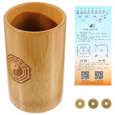 CIYODO Divination Game Bucket with Copper Coins Chinese-Style Buddhist Fortune-Telling Prop for Family Gatherings Temple Use Compact Easy to Play Spiritual Guidance Tool