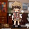 1/12 Scale Student Sweatshirt Suit School Cardigan Set Uniform Outfit Clothing for 6-inches Action Figure, Including Beret & Long-Sleeved Shirt & Tie & Waistcoat & Shorts (Green-Coffee, Male) view 2