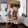 1/12 Scale Student Sweatshirt Suit School Cardigan Set Uniform Outfit Clothing for 6-inches Action Figure, Including Beret & Long-Sleeved Shirt & Tie & Waistcoat & Shorts (Green-Coffee, Male) view 3