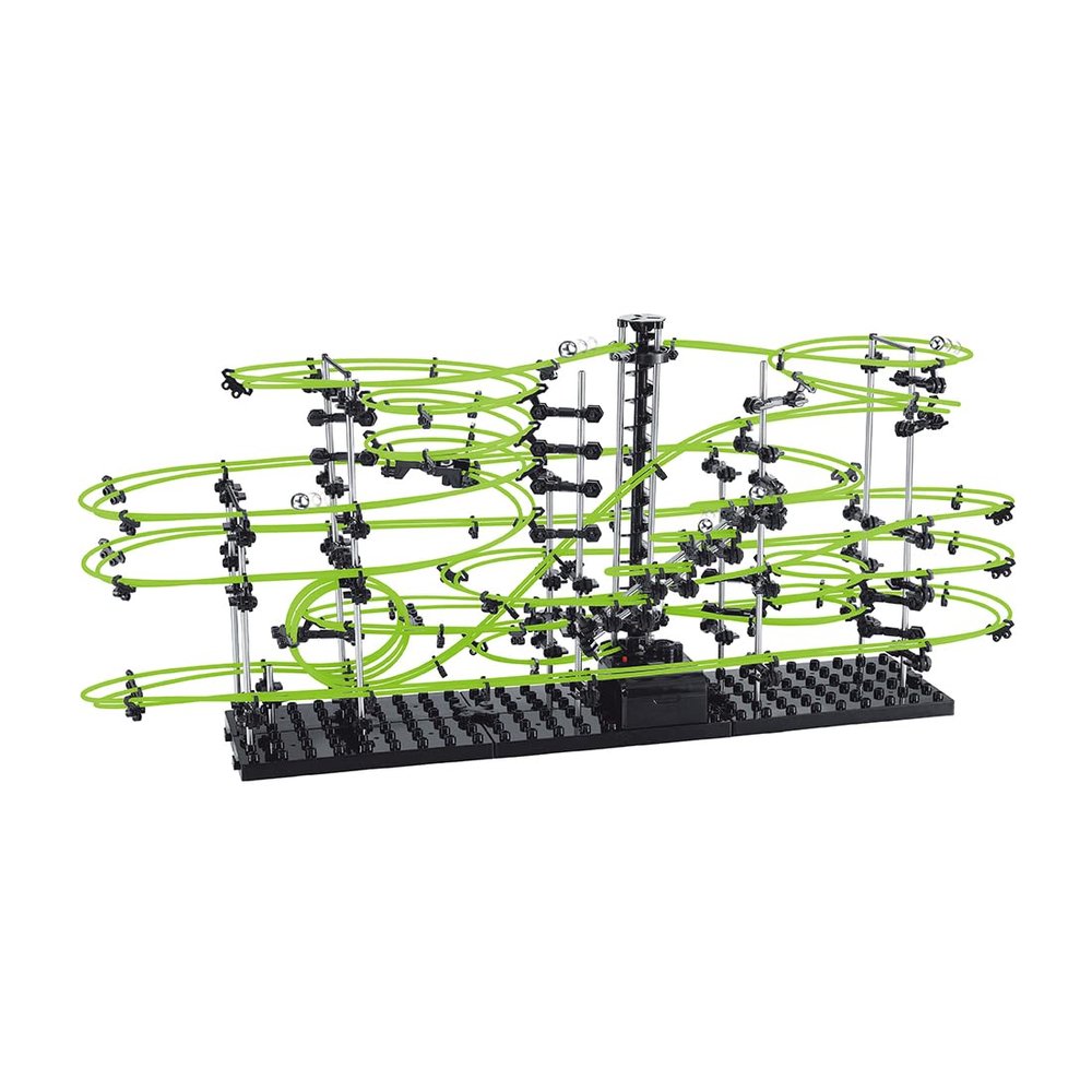 502pcs Level 38 Marble Roller Coaster Kit, 820+ PCS Glow-in-The-Dark Marble Run with Steel Balls Luminous Rail Maze Building Toys, STEM Construction Set for Ages 14+ & Adults