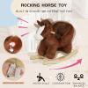 Baby Rocking Horse, Toddler Rocking Toy with Lullaby Song, Moose Wooden Horse with Hand Puppets & Safety Belt for Baby Boys Girls Nursery/Child Christmas Birthday Gift (Brown) view 3