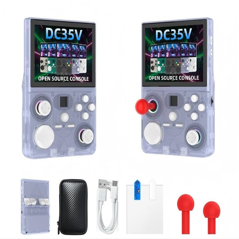 DC35V Retro Handheld Game Console, Video Game Console with 64G Built-in 18000+ Games, 4000mAh Rechargeable, Support 30+ Simulators, Linux System, 3.5 Inch IPS Screen Portable Pocket (64G Blue)