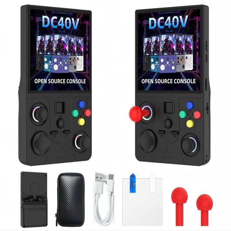 DC40V Retro Handheld Game Console, Video Game Console with 64G Built-in 18000+ Games, 4000mAh Rechargeable, Support 30+ Simulators, Linux System, 4 Inch IPS Screen Portable Pocket (64G Black)