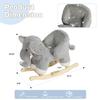 Kids Ride-On Rocking Horse Toy with Lullaby Song, Toddler Rocking Chair, Wooden Soft Plush Ride-on with Hand Puppets and Safety Belt, Interactive Toy for Children 1-3 Years, CPC Certified (Grey) view 2