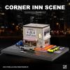 kivmcds 1/64 Hot Die Cast Wheel Display Case,Car Model Display Stand for Matchbox Cars,Miniature Parking Lot with Lighting (Japanese Pub) view 2