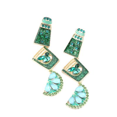 5.9 * 2cm Bohemian Geometric Multi-Layer Enamel Fruit Cup Earrings,green,5.9 * 2cm