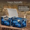 Gmeyutqy Card Game Storage Box Magnetic Deck Box for MTG Commander Holds 110+ Single Sleeved Cards Premium Card Deck Case for TCG CCG Trading Cards, Blue Floral Dream Castle view 2