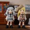 1/12 Scale Student Sweatshirt Suit School Cardigan Set Uniform Outfit Clothing for 6-inches Action Figure, Including Beret & Long-Sleeved Shirt & Tie & Waistcoat & Shorts (Grey-White, Female) view 1