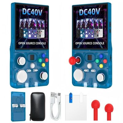 DC40V Retro Handheld Game Console, Video Game Console with 64G Built-in 18000+ Games, 4000mAh Rechargeable, Support 30+ Simulators, Linux System, 4 Inch IPS Screen Portable Pocket (64G Blue)