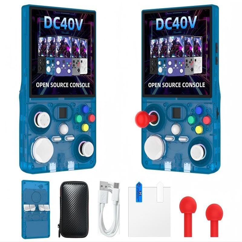 DC40V Retro Handheld Game Console, Video Game Console with 64G Built-in 18000+ Games, 4000mAh Rechargeable, Support 30+ Simulators, Linux System, 4 Inch IPS Screen Portable Pocket (64G Blue)