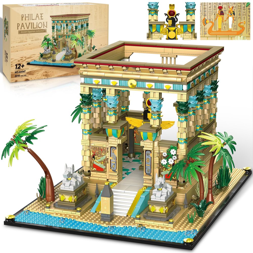 AsmrCap Philaedin Temple Building Set for Adults, Egyptian Architecture Building Blocks, Miniature Nile Temple Scene, Famous Landmark Collection Home Dcor Model Building Kit, 2018 Pcs
