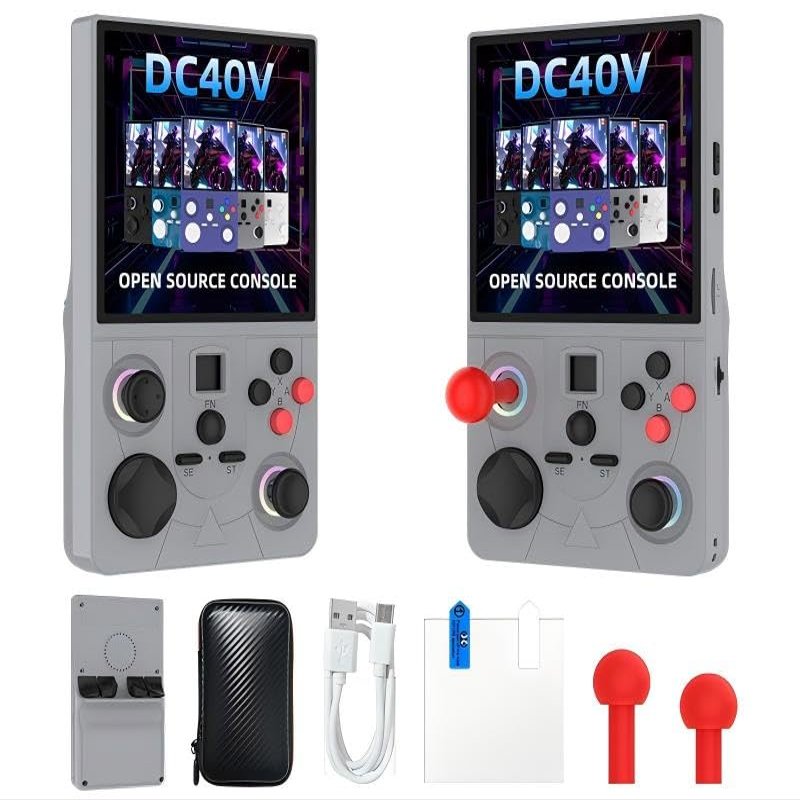 DC40V Retro Handheld Game Console, Video Game Console with 64G Built-in 18000+ Games, 4000mAh Rechargeable, Support 30+ Simulators, Linux System, 4 Inch IPS Screen Portable Pocket (64G Gray)