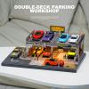 kivmcds 1/64 Hot Die Cast Wheel Display Case,Car Model Display Stand for Matchbox Cars,Miniature Parking Lot with Lighting (Two-Level Parking Workshop) view 4