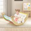 INFANS Wooden Arch Climber Rocker with Soft Cushion, 4 in 1 Montessori Climbing Ladder Toys for Toddlers, Waldorf Indoor Baby Children Ladder Gym Learning Playset Gift for Kids Boys Girls view 2
