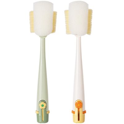 2Pcs Bottle Brushes 5 in 1 Multifunctional Portable Bottle Cleaner Bristles & Sponge Cup Cleaner Brush for Drinking Cups, Straws, Lids
